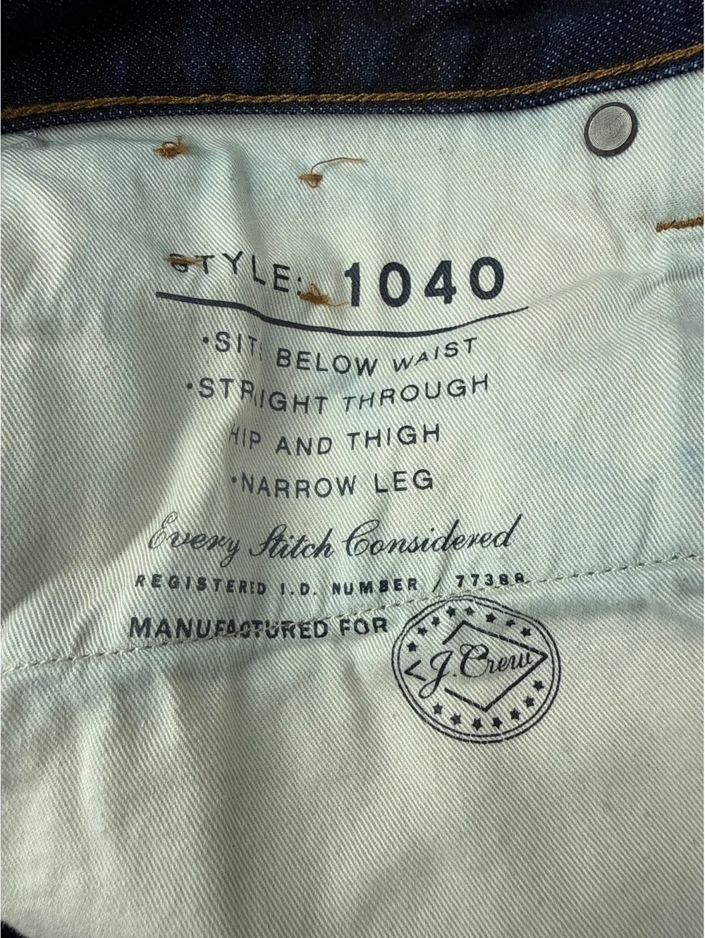 J.Crew 1040 Style Men's Jeans W32 L34 Japanese Kaihara Denim